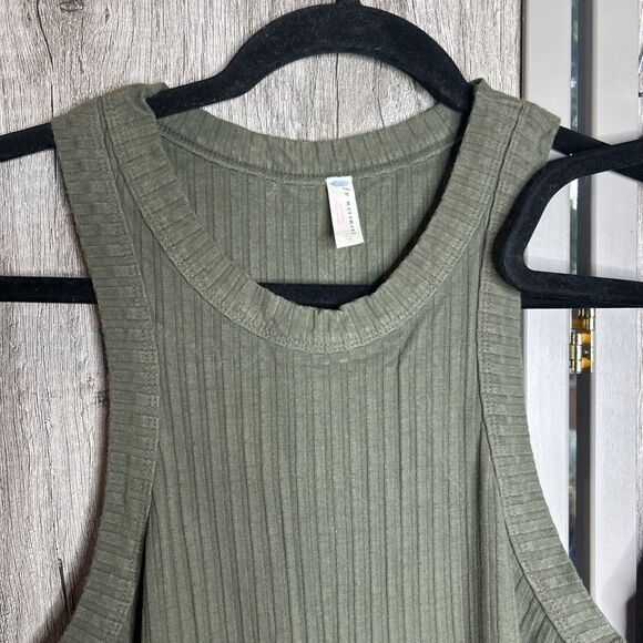 Lot of 2 Free People Movement Womens Tank Tops Gray and Green Ribbed Size L - Picture 3 of 8
